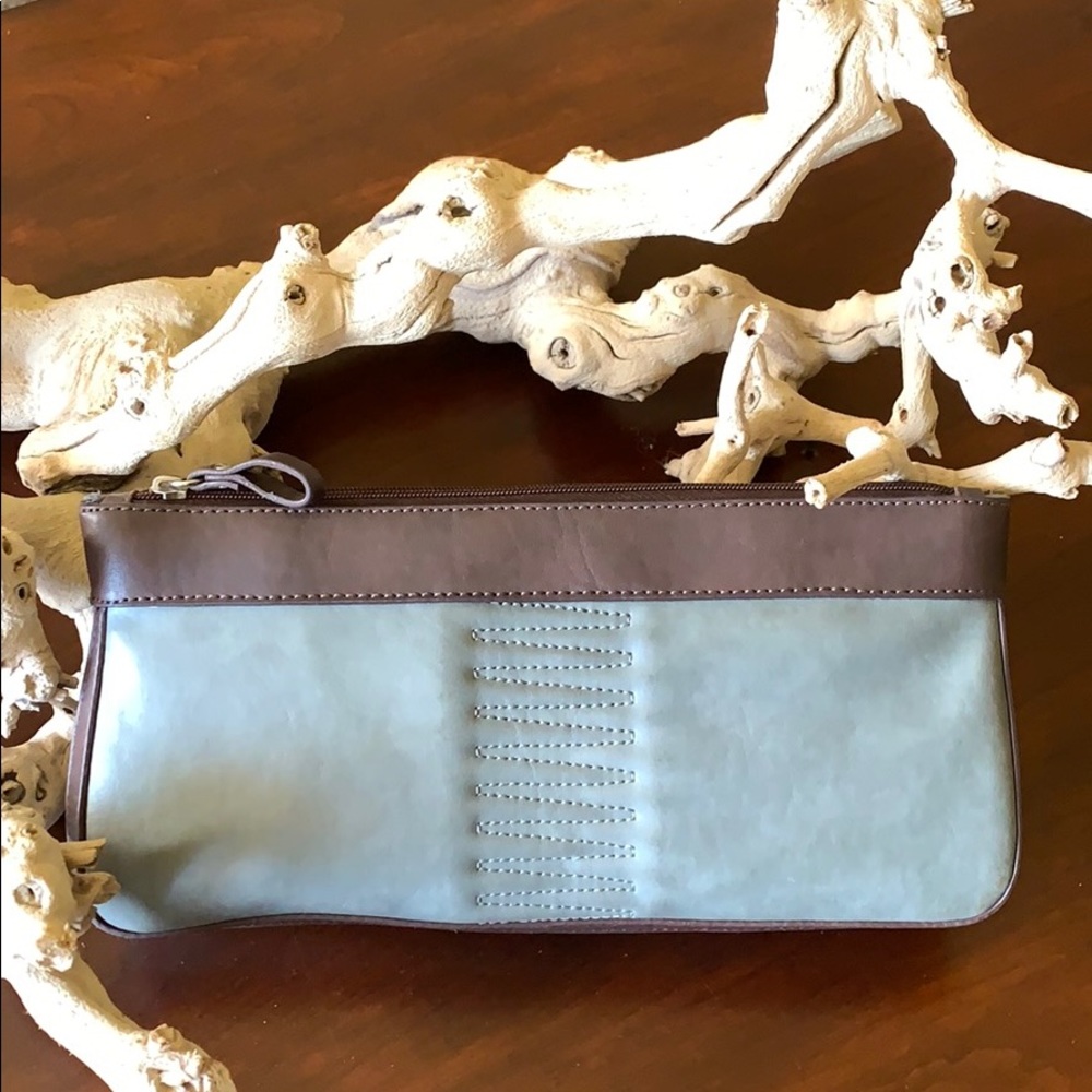 Unbranded faux leather gray and brown clutch